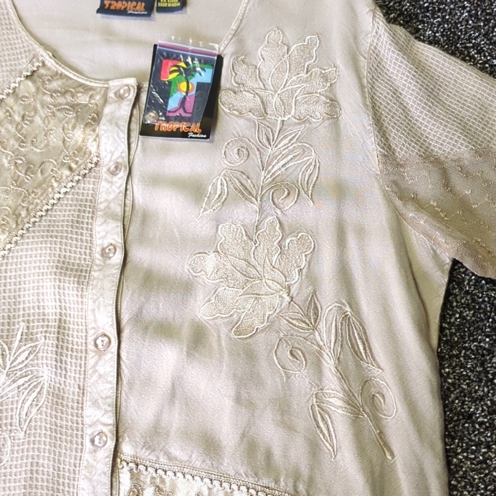 Vintage Indian Tropical Fashion 2-Piece Set Top&Skirt L Boho Festival Rayon NWT - Picture 4 of 13